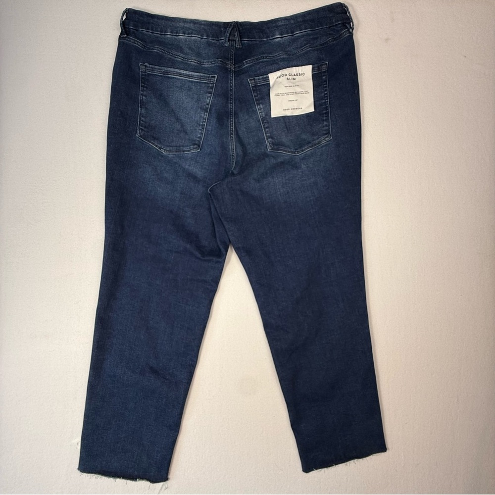NWT Womens Good American Good Classic High Rise Slim Straight Indigo Size 20-26D - Picture 2 of 8